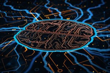 Creative Circuit Brain Hologram On Dark Background. Ai, Artifici